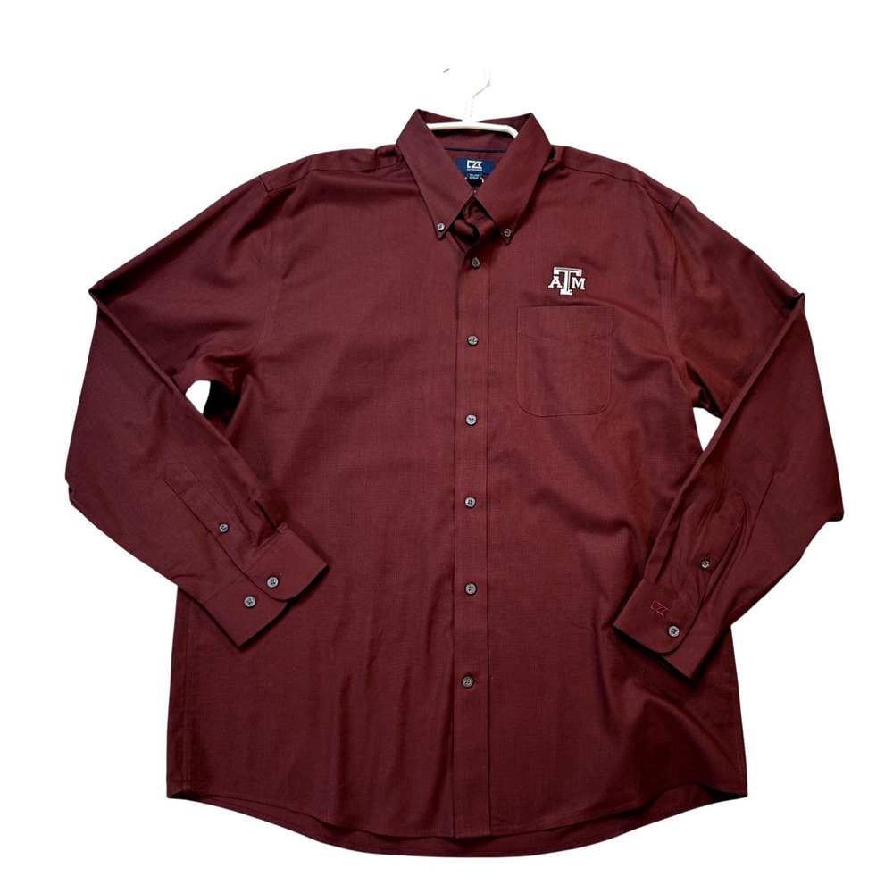Cutter‎ & Buck Button Down Shirt XL Maroon New Texas A&M Aggies Epic Long Sleeve